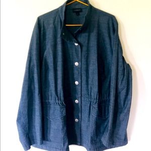 Lane Bryant chambray jacket lightweight snap up
